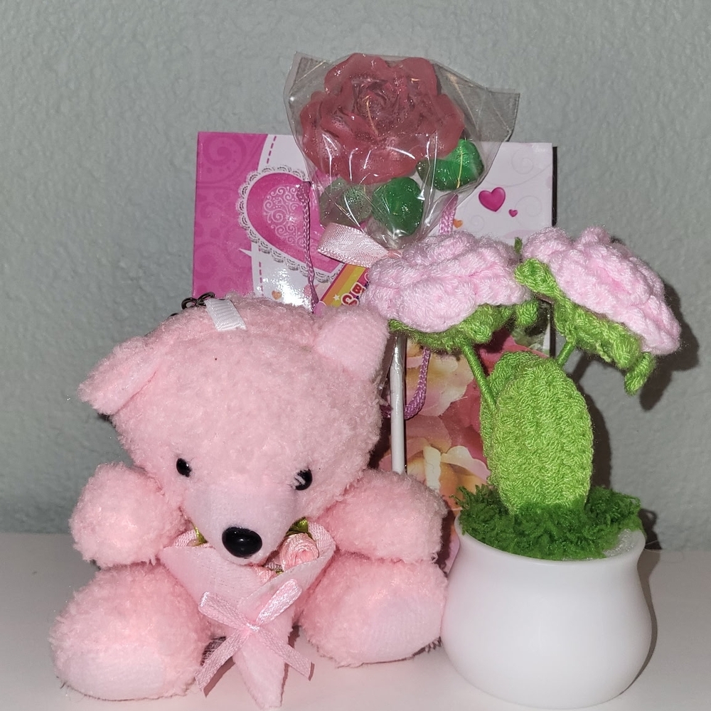 🌹Pink Teddy Bear with Flowers Gift Set💘